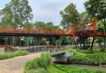 Taman Eco Park Tebet, Wisata Murah dan Sehat di Jakarta Sungai dan Infinity Link Bridge di Tebet Eco Park