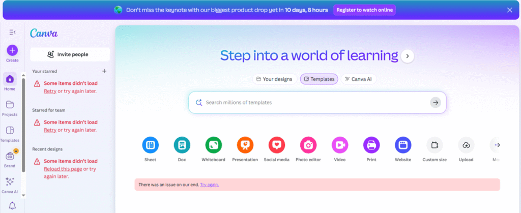 canva down