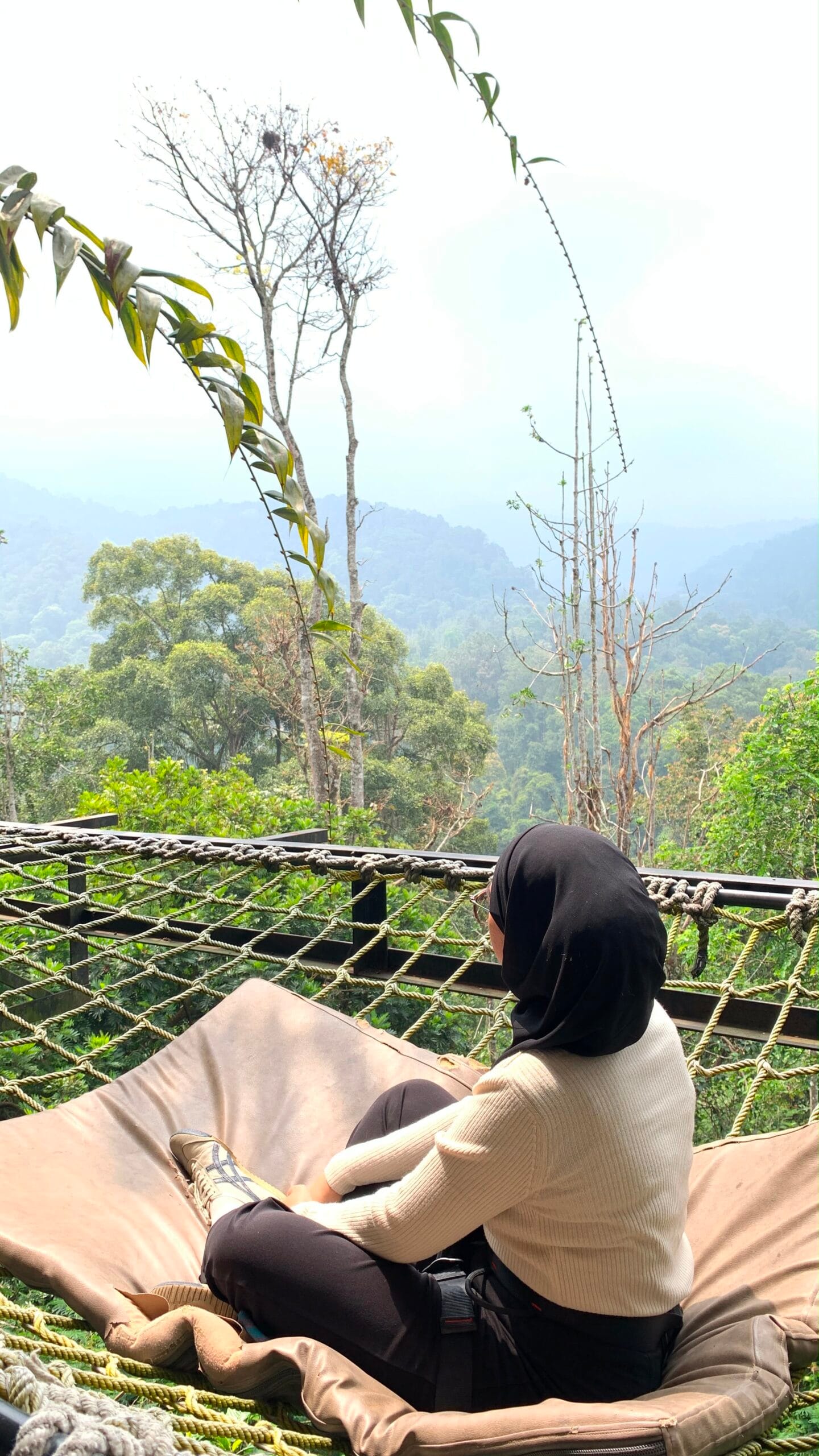 Scenic outdoor lounge and photo spot at Lembah Purba welcome area